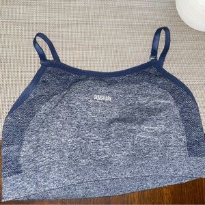 Gymshark Seamless Sports Bra Blue Marl Logo Band Size Small Workout Training